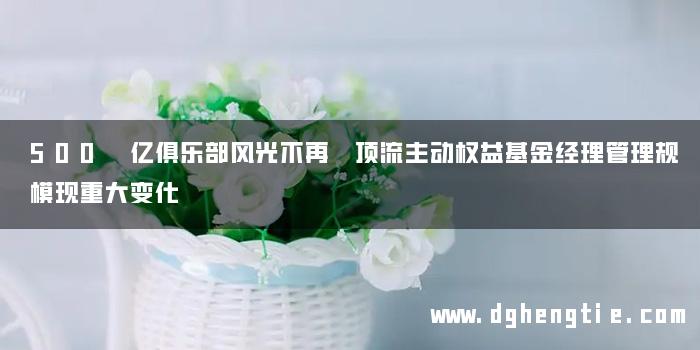 500 亿俱乐部风光不再 顶流主动权益基金经理管理规模现重大变化